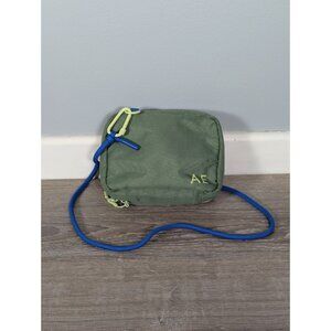 American Eagle Outfitters Olive Green Blue Small Crossbody Bag Purse Zipper